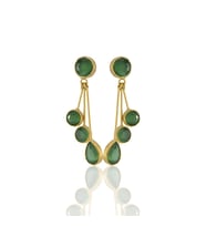 Kadir Jewellery22 Ayar Altın Kaplama Vintage Küpe -El İşçiliği Ve Hipoalerjenik Küpe (Yeşil)