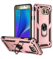 Samsung Galaxy Note 5 Kılıf Yüzüklü Standli Tank Kapak (Pembe)