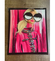 23X18 CM 3 BOYUTLU TAŞ İŞLEME BONCUK İŞLEME KABARTMA KADIN GÖRSEL ARMA APLİKE (Fuşya)