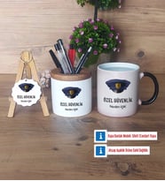 Özel Güvenlik Görevlisi Hediye Sepeti Kalemlik, Kupa Bardak Sihirli, Ahşap Anahtarlık Hediye (Model 1)