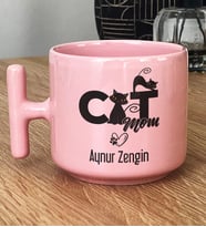 Kişiye Özel Cat Mom Hediye Pastel T Kupa Kedi Annesi -5- (Pembe)