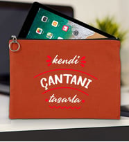 BK Gİft Kişiye Özel Kendin Tasarla Tablet Çantası 30x21cm ( 12 Renk Seçeneği), Ipad Çantası, Baskılı Tablet Kılıfı (Kiremit)
