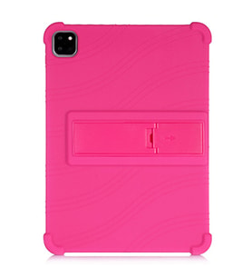 ALLY iPad Air 4 10.9 İnç Standlı Silikon Kılıf (Fuşya)