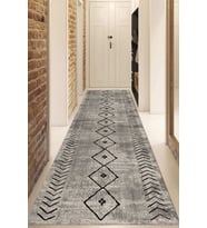 Dijital Baskılı Kaymaz Taban Yıkanabilir Modern Yolluk Ve Koridor Halısı NDU-HT-572 (Gri)