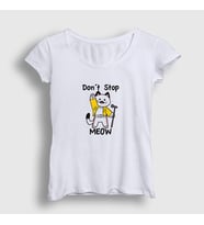 Presmono Kadın Sarı Meow Queen Freddie Mercury T-Shirt 407801tt (Beyaz)