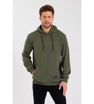 Kanguru Cepli Kapüşonlu İçi pamuklu Erkek Sweatshirt (Haki)