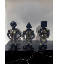 Üçlü Geometrik Başlı Soyut Set Deokratif Obje (Siyah)