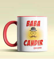 Kişiye Özel Baba Candır Tasarımlı Siyah Kupa Bardak (Kırmızı)