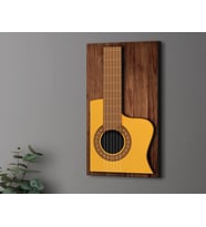 BK Gift Kabartma Gitar Tasarımlı Ahşap Tabela 46cm, Home Bar Tabela, Rustik Ev Dekorasyonu, Duvar Dekoru (Model 3)