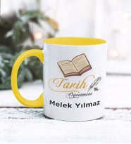 Tarih Öğretmeni Tasarımlı Kişiye Özel Kupa Bardak (Sarı)