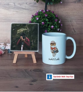 Baykuş Fotoğraflı Dekoratif Taş, Kupa Bardak Beyaz Hediye (Model 1)
