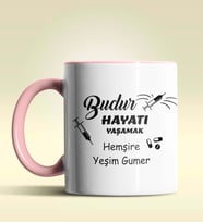 Kişiye Özel Budur Hayatı Yaşamak Hemşire Tasarımlı Turuncu Kupa (Pembe)
