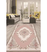 Dijital Kaymaz Taban Yıkanabilir Modern Renkli Salon Halısı Mutfak Halısı Yolluk ND-HT-185 (Pembe)