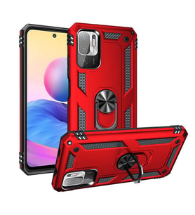 Xiaomi Poco M3 Pro Kılıf Zore Vega Yüzüklü Standlı Zırh Kılıf (Kırmızı)
