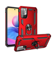 Xiaomi Poco M3 Pro Kılıf Zore Vega Yüzüklü Standlı Zırh Kılıf (Kırmızı)