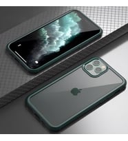 iPhone 11 Pro Max Kılıf Dor Silikon Temperli Cam Kapak (Yeşil)
