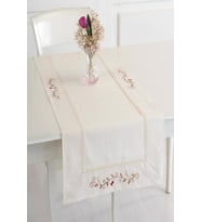Buldan Keteni Zarif İşlemeli 50x130 cm Runner (Natural)