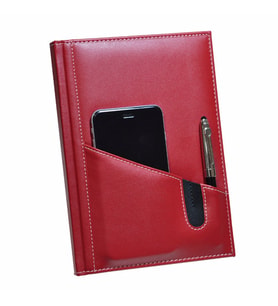 Deri Defter Günlük Journal Ajanda Tarihsiz Çizgili Telefon Kılıflı 160 Yaprak Vegan 17x24 cm (Kırmızı)