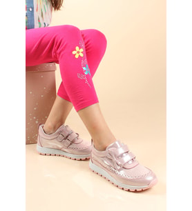 Hakiki Deri Kız Çocuk Sneaker Ayakkabı 837FA03 (Pudra)