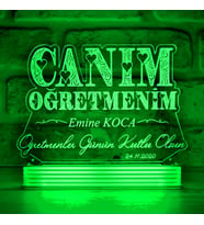 Kişiye Özel Öğretmenler Günü Hediyesi, Canım Öğretmenim LED AYDINLATMA (Yeşil)