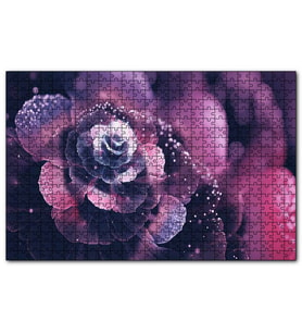 Cakapuzzle Mor Ve Beyaz Soyut Çiçek Görseli  Puzzle Yapboz MDF (Ahşap) (255 Parça)