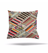 Geometrik Patchwork Çiçek Etnik Gizli Fermuarlı Yastık Kılıfı Kırlent Kılıfı Koltuk Yastık Kılıfı  (Bej-Pembe) (Bej - Pembe)
