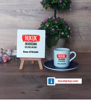 Hukuk Okuduğumu Söylemiş Miydim Dekoratif Taş, Türk Kahvesi Fincanı Kırmızı İsme Özel Hediye (Model 2)