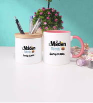Maden Mühendisi Kupa Bardak Lacivert ve Kalemlik (Model 3)