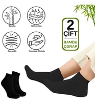 Bambu Kadın Çorabı - Yumuşak, Nefes Alan ve Sıkmayan Tasarım (2 Çift) (Siyah)