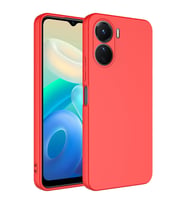 Vivo Y16 Kılıf Kamera Korumalı iÇi Süet Dokulu Lansman Tipi Silikon (Kırmızı)
