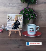 Din Kültürü Öğretmeni Fotoğraflı Dekoratif Taş, Ahşap Altlıklı Türk Kahvesi Fincanı Hediye Öğretmenler Günü Hediyesi (Model 8)