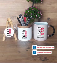 Arkadaşa Hediye Hediye Sepeti Kalemlik, Kupa Bardak Sihirli, Ahşap Anahtarlık Hediye (Model 1)