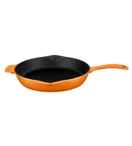 Lava Döküm Yuvarlak Kızartma Tavası Döküm Demir Yekpare Saplı Spring Serisi Çap(Ø)28cm. (Turuncu)