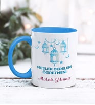 Meslek Dersleri Öğretmeni Tasarımlı Kişiye Özel Kupa Bardak (Mavi)