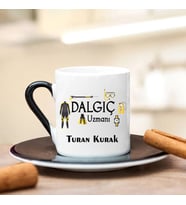 Dalgıç Uzmanı Türk Kahvesi Fincanı (Siyah)