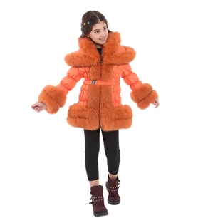 MODAQUEEN Çocuk Özel Tasarım Puf Mont 2378-C (Turuncu)