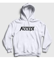 Presmono Unisex Beyaz Logo Accept Kapüşonlu Sweatshirt 180678tt (Beyaz)