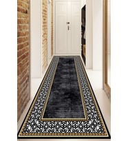 Dijital Baskılı Kaymaz Taban Yıkanabilir Modern Yolluk Ve Koridor Halısı NDU-HT-1225 (Siyah)