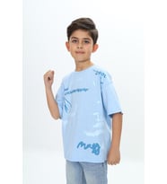 Toontoy Erkek Çocuk Grafiti Baskılı Tişört (Mavi)
