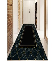 Dijital Baskılı Kaymaz Taban Yıkanabilir Modern Yolluk Ve Koridor Halısı NDU-HS-285 (Siyah)