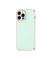 Apple iPhone 14 Pro Max Kılıf Bark Kenarları Altın Renk Kılıf (Açık Yeşil)