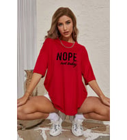 Unisex Not Today Baskılı T-shirt (Kırmızı)