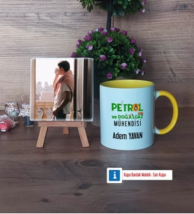 Petrol ve Doğalgaz Mühendisi Fotoğraflı Dekoratif Taş, Kupa Bardak Beyaz Hediye (Model 7)