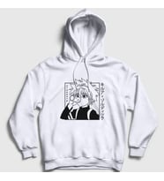 Presmono Unisex Gri Killua Anime Hunter X Hunter Kapüşonlu Sweatshirt 238848tt (Beyaz)