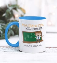 Matematik Öğretmeni Tasarımlı Kişiye Özel Kupa Bardak (Mavi)