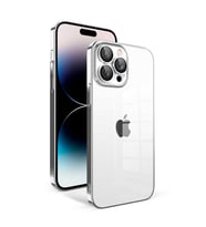 Vendas iPhone 14 Pro Uyumlu (14 Pro) Veve Serisi Parlak Renkli Kenarlı Elektroplated Magic Silikon Kılıf (Gümüş)