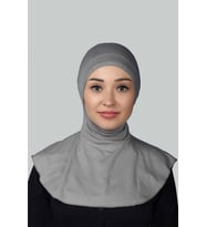 Kadın Tesettür Pratik Boyunluklu Hijab - Sporcu Bone (Gri)