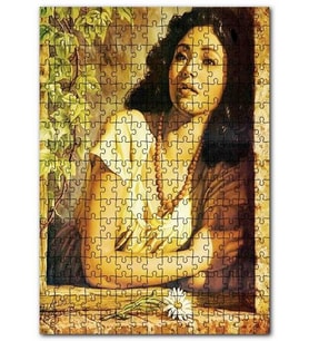 Cakapuzzle Eski Penceredeki Çekici Esmer Kadın Puzzle Yapboz MDF (Ahşap) (255 Parça)