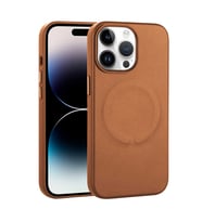 Apple iPhone 14 Pro Kılıf Suni Deri Magsafe Özellikli Derix Kılıf (Kahverengi)