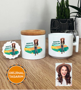 Kişiye Özel Karikatürlü Ziraat Mühendisi Hediye Seti T Kupa, Kalemlik, Anahtarlık Kadın Ziraat Mühendisine Mühendisler Günü Hediyesi (Beyaz)